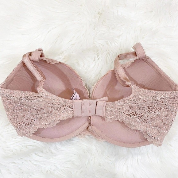 Victorias Secret Bra Push Up Womens 32DDD Nude Lined Demi Dream Angels Lace - Picture 2 of 4